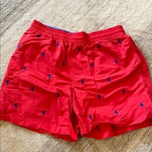 Polo Ralph Lauren - Red Swim Shorts with Blue Embroidery